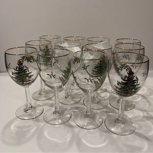 Christmas Tree Spode Wine Glasses (12)
